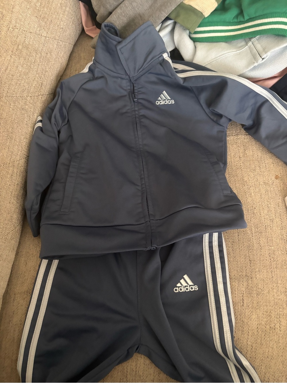 adidas Kids Navy Blue Track Jacket and Pants Set